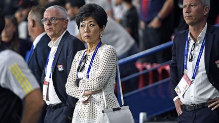 Michele Kang, nouvelle propriétaire de l'OL féminin, au Parc des Princes pour PSG-OL, le 2 octobre 2023. (MAXPPP)