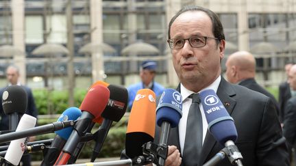 Le pr&eacute;sident fran&ccedil;ais, Fran&ccedil;ois Hollande, le 12 juillet 2015 &agrave; Bruxelles. (THIERRY CHARLIER / AFP)