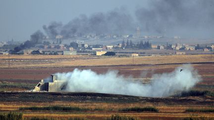 Des militaires turcs et leurs supplétifs syriens ont pénétré le 9 octobre 2019 dans le nord-est de la Syrie dans le cadre d'une offensive lancée par Ankara contre une milice kurde. (LEFTERIS PITARAKIS/AP/SIPA / SIPA)