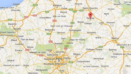 Un couple habitant Tergnier (Aisne) a &eacute;t&eacute; arr&ecirc;t&eacute; le 29 juillet 2014 pour avoir diffus&eacute; sur Facebook l'image de leur b&eacute;b&eacute; apr&egrave;s l'avoir frapp&eacute;. ( GOOGLE MAPS / FRANCETV INFO )