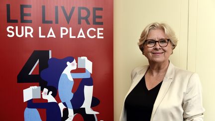 Françoise Rossinot, la commissaire générale du salon du livre de Nancy, lors de la conférence de presse de présentation du salon&nbsp;qui lance la rentrée littéraire et aura lieu du 7 au 9 septembre. (ALEXANDRE MARCHI / MAXPPP)