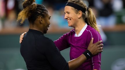 Serena Williams et Victoria Azarenka lors du deuxième tour du tournoi d'Indian Wells 2019 (ROB PRANGE / SPAINDPPI)