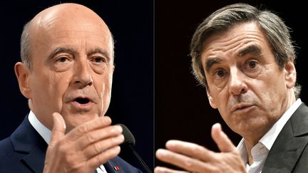 Alain Juppé le 19 octobre à Rennes et François Fillon le 15 septembre à Pacé (LOIC VENANCE ET JEAN-FRANCOIS MONIER / AFP)