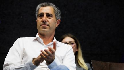 François Ruffin at a meeting in Flixecourt (Somme), August 31, 2024. (DANIEL PERRON / HANS LUCAS / VIA AFP)