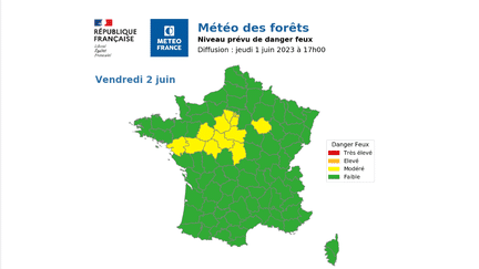 La météo des forêts de Météo-France, du 2 juin 2023. (METEO FRANCE)