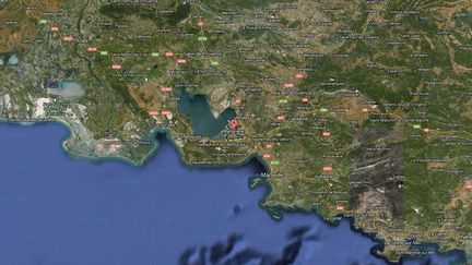 Deux personnes ont &eacute;t&eacute; interpell&eacute;es &agrave; Marignane (Bouches-du-Rh&ocirc;ne), le 7 mars 2013, dans le cadre d'une enqu&ecirc;te &agrave; caract&egrave;re terroriste. (GOOGLE MAP / FRANCETV INFO )