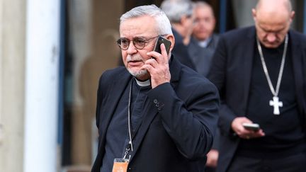 L'évêque de La Rochelle, Mgr Georges Colomb, le 7 novembre 2022 à Lourdes (Hautes-Pyrénées). (CHARLY TRIBALLEAU / AFP)