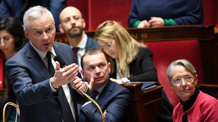 Le ministre de l'Economie, Bruno Le Maire, à l'Assemblée nationale, à Paris, le 14 février 2023. (BERTRAND GUAY / AFP)