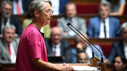 La Première ministre, Elisabeth Borne, le 6 juillet 2022 à l'Assemblée nationale. (BERTRAND GUAY / AFP)