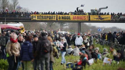 Des opposants à l'aéroport de Notre-Dame-des-Landes manifestent, le 27 février 2016. (JEAN-SEBASTIEN EVRARD / AFP)