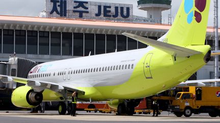 Un avion de la compagnie low-cost sud-coréenne Jin Air, le 17 juillet 2008 sur l'île de Jeju (Corée du Sud). (MAXPPP)