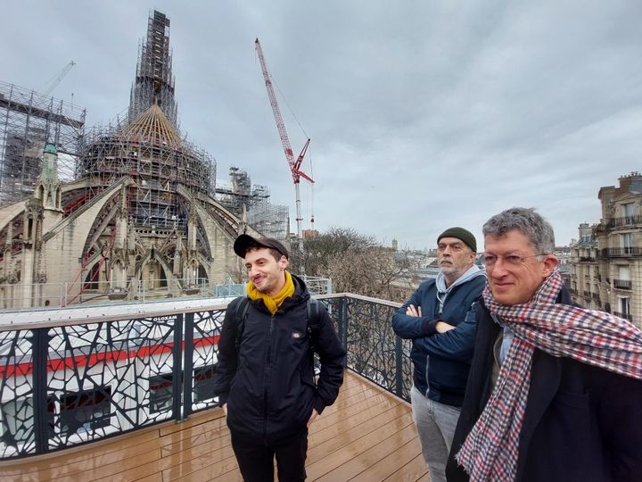 Despite the rain this January day in Paris, Thomas Jolly still wants to be optimistic about the opening ceremony of the Olympics next July.  (EMMA SARANGO / RADIOFRANCE)