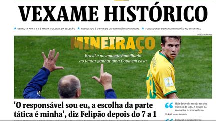 &nbsp; (La une du site Folha parlait d'une "vexation historique". © Capture d'écran Folha)