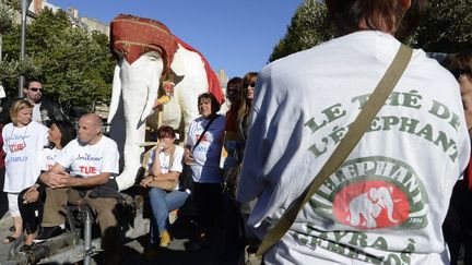 Manifestation des salari&eacute;s Fralib &agrave; Marseille (Bouches-du-Rh&ocirc;ne) le 3 octobre 2012. (BORIS HORVAT / AFP)