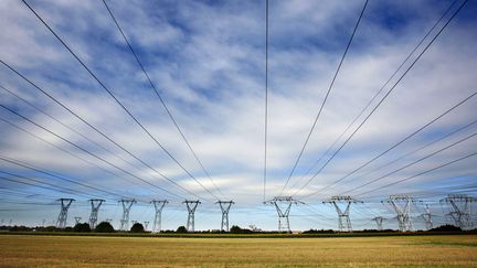 Lignes à haute tension dans la campagne française, le 31 aout 2006. (FRED DUFOUR / AFP)