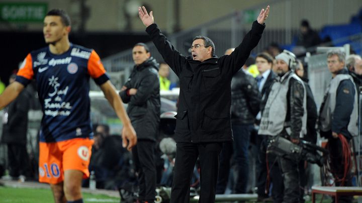 L'entra&icirc;neur de Nancy, Patrick Gabriel, peste contre ses joueurs, battus &agrave; Montpellier, le 16 f&eacute;vrier 2013.&nbsp; (SYLVAIN THOMAS / AFP)