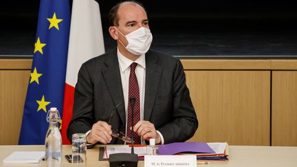 Le Premier ministre Jean Castex lors de la réunion avec les représentants des principales forces politiques françaises, le 27 octobre 2020.&nbsp; (LUDOVIC MARIN / POOL)