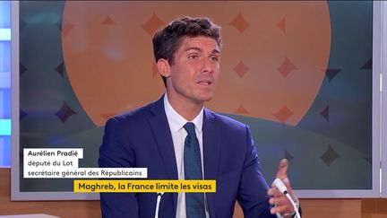 Le député LR du Lot, Aurélien Pradié, le 29 septembre sur franceinfo. (FRANCEINFO)