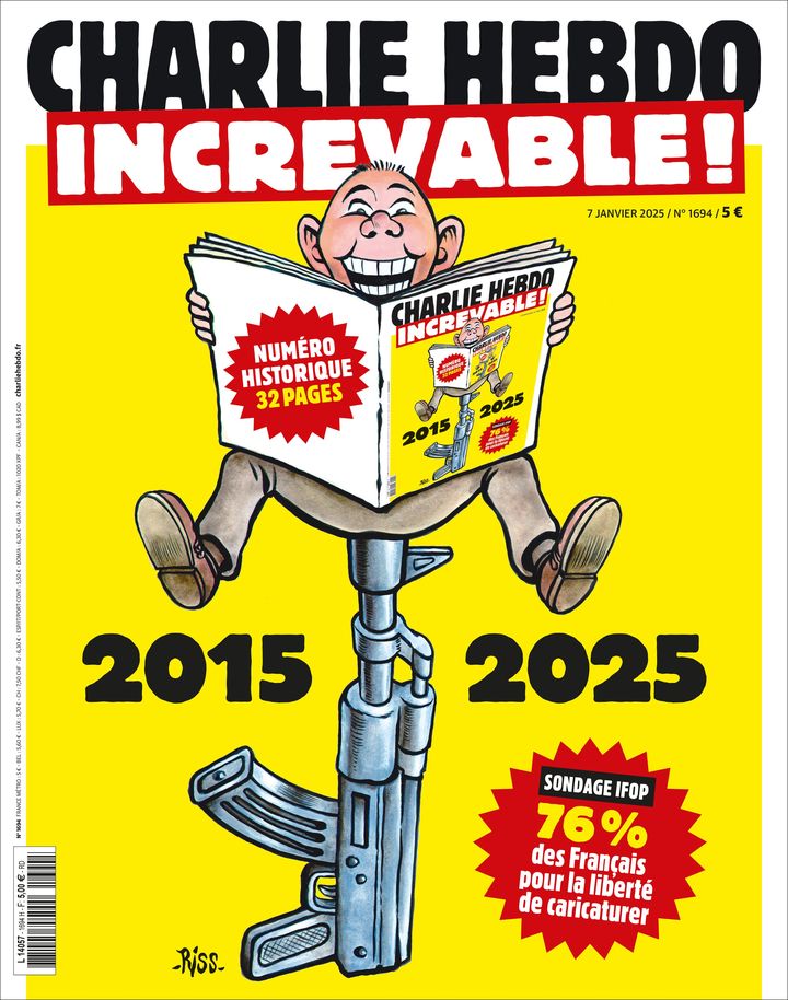 La une de "Charlie Hebdo" du 7 janvier 2025, 10 ans après les attentats. (CHARLIE HEBDO)