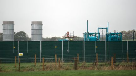 Le site où sont menées les expérimentations sur la fracturation hydraulique, à Blackpool, dans le nord-ouest de l'Angleterre (Royaume-Uni), le 13 octobre 2018.&nbsp; (OLI SCARFF / AFP)