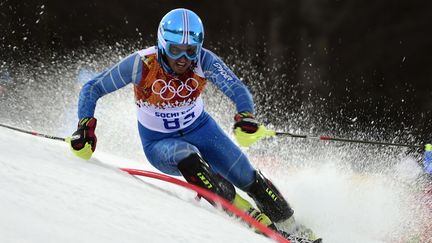 L'Iranien Hossein Saveh Shemshaki, ici lors des JO de Sotchi en 2014, a été exclu des Jeux de Pékin pour un contrôle antidopage positif. (FABRICE COFFRINI / AFP)