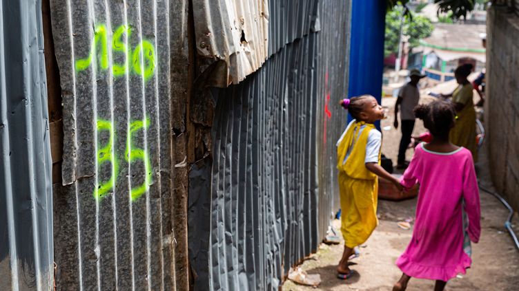 Shanty town in Majicavo, a town that is part of the city of Koungou, on April 24, 2023 (MORGAN FACHE / AFP)