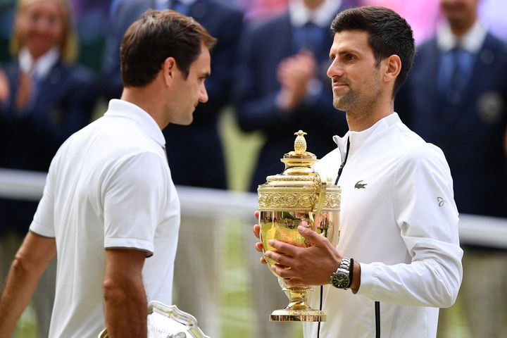 Serbian Novak Djokovic won the last edition of Wimbledon on July 14, 2019, against Swiss Roger Federer.  (DANIEL LEAL-OLIVAS / AFP)