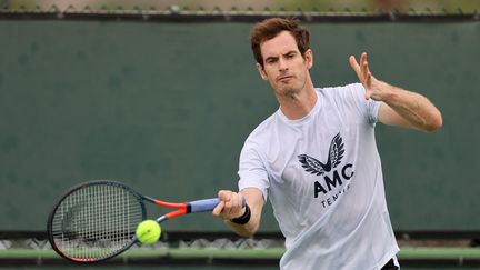 Le Britannique Andy Murray lors d'une séance d'entraînement, le&nbsp;7 octobre 2021 à Indian Wells, en Californie. (CLIVE BRUNSKILL / GETTY IMAGES NORTH AMERICA / AFP)