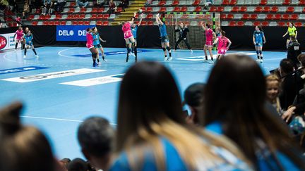 Match entre le RK Krim et Brest Bretagne Handball au 2ème tour de la Ligue des Champions, le 2 février 2020 à Ljubljana, Slovénie.  (VALANCIC / SPORTIDA/SIPA)