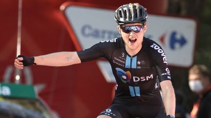 Michael Storer a remporté sa deuxième victoire d'étape sur la Vuelta, mardi 24&nbsp;août 2021. (JOSE JORDAN / AFP)