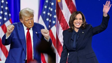 Der ehemalige Präsident Donald Trump und die demokratische Präsidentschaftskandidatin Kamala Harris bei zwei getrennten Treffen im August 2024. (KAMIL KRZACZYNSKI / MANDEL NGAN / AFP)