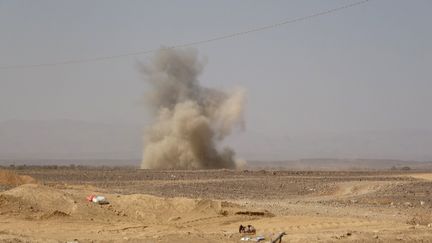 Une explosion dans la région de Marib (Yémen), le 14 février 2021. (AFP)