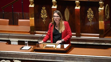 La présidente du groupe Renaissance à l'Assemblée Nationale Aurore Bergé le 3 octobre 2022. (ALAIN JOCARD / AFP)