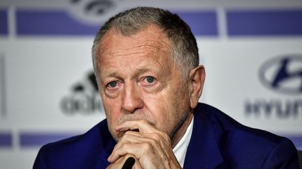 Le Président de l'Olympique lyonnais Jean-Michel Aulas, lors d'une conférence de presse le mercredi 10 juin 2020. (JEFF PACHOUD / AFP)