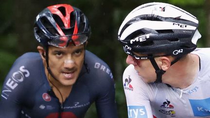 Richard Carapaz a tenté de suivre l'accélération de Tadej Pogacar dans le col de Romme, le 3 juillet 2021 sur la 8e étape du Tour de France. (THOMAS SAMSON / AFP)