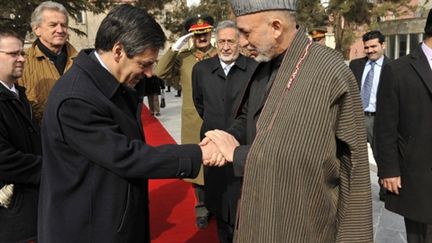 François Fillon rencontre le président afghan  Hamid Karzaï (11/02/2010) (AFP/MEHDI FEDOUACH)