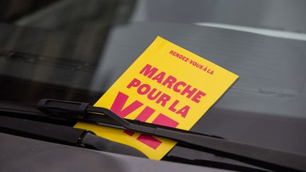 Un tract de la "marche pour la vie" à Paris, le 22 janvier 2023. (RICCARDO MILANI / HANS LUCAS / AFP)