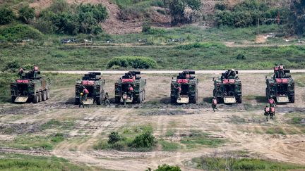 Des exercices militaires à Taïwan, le 7 septembre 2022. (CENG SHOU YI / NURPHOTO / AFP)