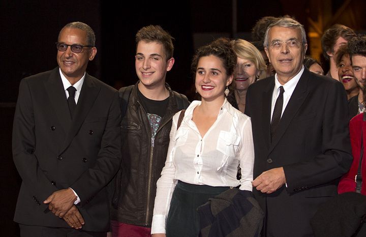 Abderrahmane Sissako, Jean-Jack Queyranne président de la région Rhône-Alpes et les élèves de la nouvelle école de cinéma.
 (Jean-François Lixon)