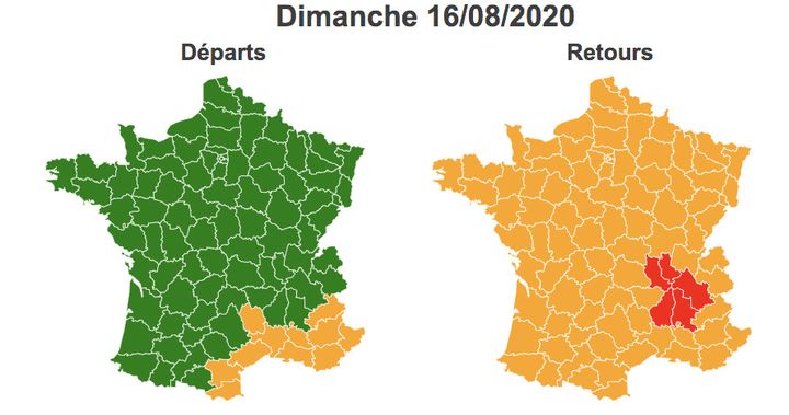 Dimanche, Bison futé classe la journée en vert&nbsp;dans le sens des départs et orange sur le pourtour méditerréen. (BISON FUTE)