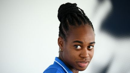 Marie-Antoinette Katoto, l'attaquante du PSG, à Clairefontaine-en-Yvelines (Yvelines), le 23 juin 2022. (FRANCK FIFE / AFP)