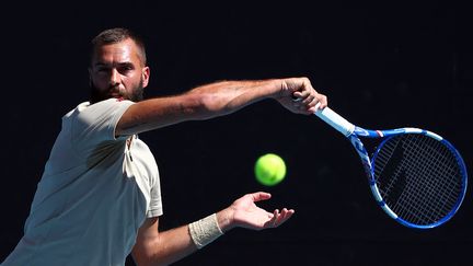 Benoît Paire lors de son deuxième tour à l'Open d'Australie, face au Bulgare&nbsp;Grigor Dimitrov, jeudi 20 janvier. (AARON FRANCIS / AFP)