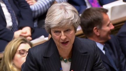 La Première ministre britannique Theresa May, devant&nbsp;la Chambre des communes à Londres, le 15 novembre 2018. (AFP PHOTO / PRU)