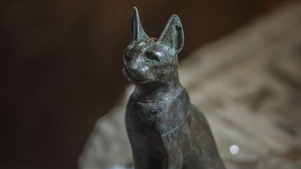 Elle est la déesse de la joie du foyer et de la maternité. Elle protège la mère et l’enfant et détient le pouvoir magique de l’énergie charnelle. Dans toute l’Egypte, on lui vouait un culte tout particulier. Le chat qui est sa représentation vivante était tout autant vénéré, d’où ces sépultures. (Khaled Desouky/AFP)