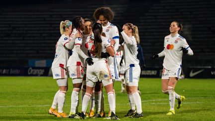 Les joueuses de l'Olympique Lyonnais le 22 janvier 2021.  (ANTOINE MASSINON / A2M SPORT CONSULTING)