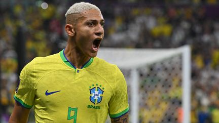 L'attaquant brésilien Richarlison lors du match face à la Serbie au stade Lusail, au Qatar, le 24 novembre 2022. (NELSON ALMEIDA / AFP)