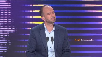 Manuel Bompard, coordinateur de la France insoumise, était l'invité du "8h30 franceinfo", samedi 16 mars 2024. (FRANCEINFO / RADIO FRANCE)