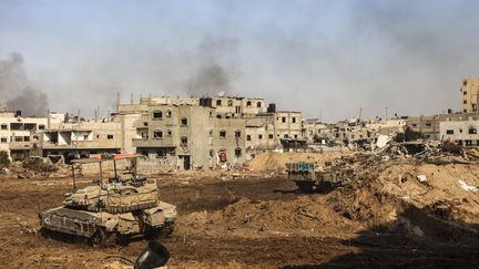 An Israeli armored vehicle in the Gaza Strip on December 19, 2023.  (GIL COHEN-MAGEN/AFP)