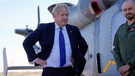 Le Premier ministre britannique Boris Johnson, le 14 avril à Lydd-on-Sea (Royaume-Uni). (MATT DUNHAM / AFP)