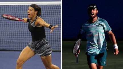 Caroline Garcia et Corentin Moutet&nbsp;victorieux lors de leur 3e tour à l'US Open vendredi 2 septembre 2022 (AFP)